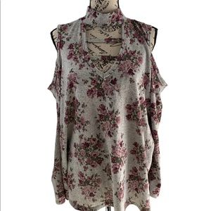 No comment plus womens 2X cold shoulder blouse